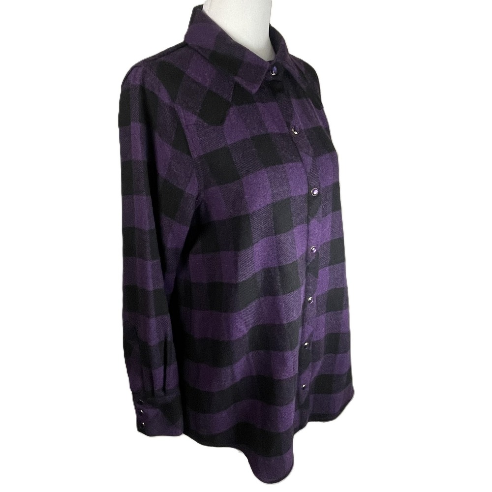 Tuckernuck Purple Black Plaid Flannel Pearl Snap Shirt Jacket Small Button Down - Picture 7 of 14